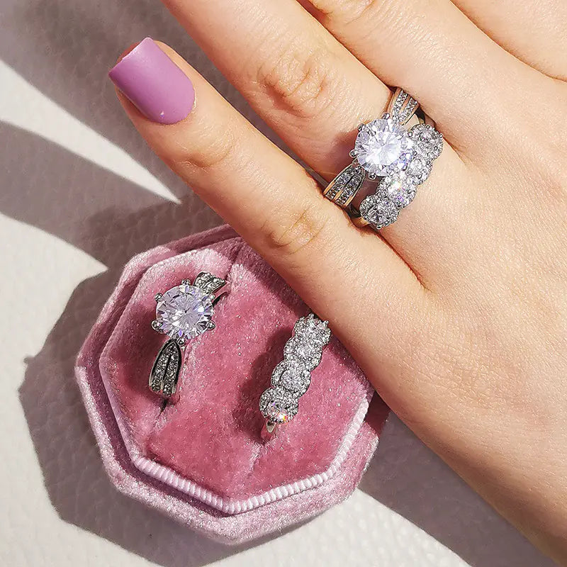 Luxury Diamond Engagement Ring Set for Him & Her