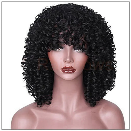 Black Fluffy Small Curly Wig