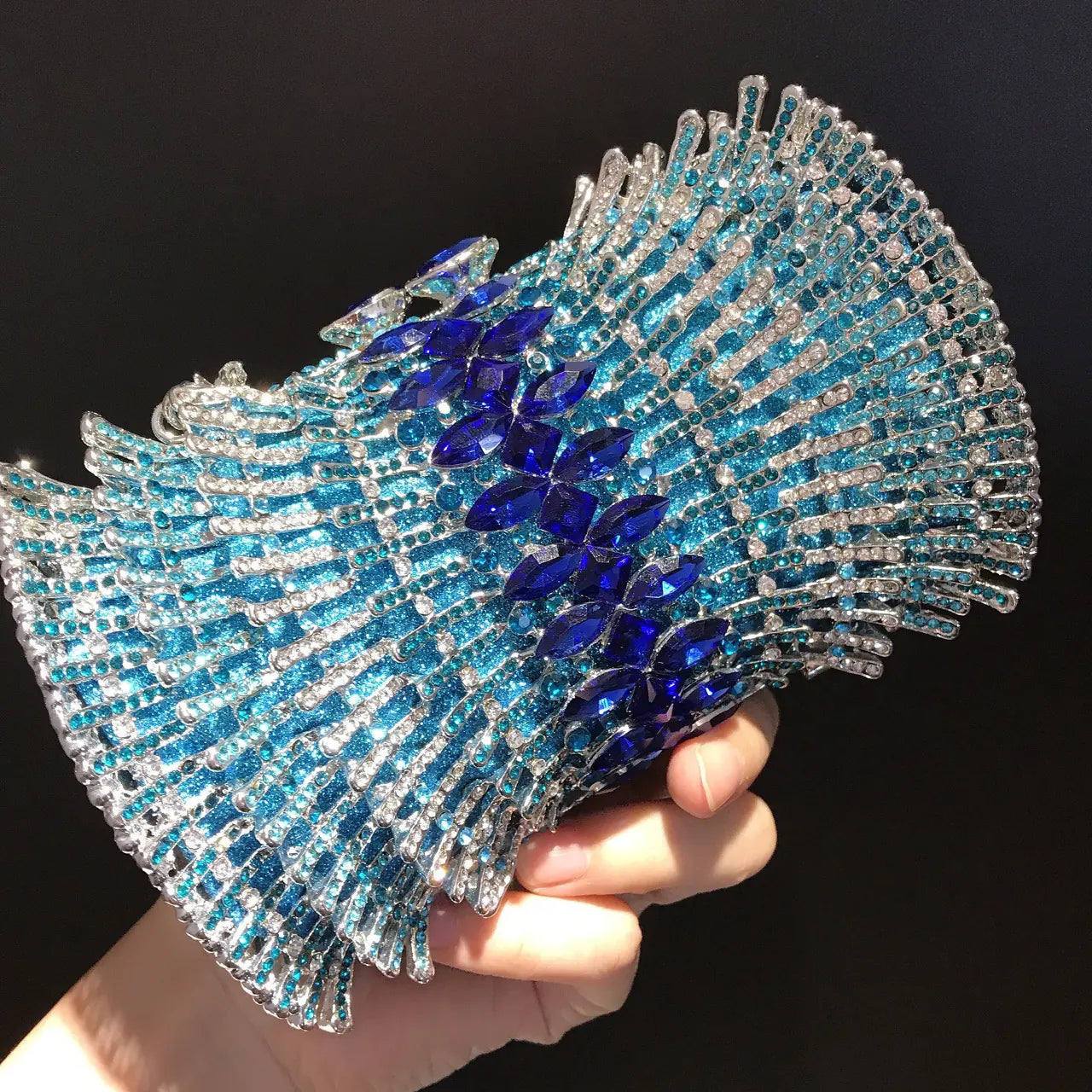 Women's Rhinestone Clutch Bag with Flower Design