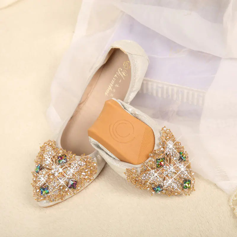 Pointed Toe Rhinestone Flats