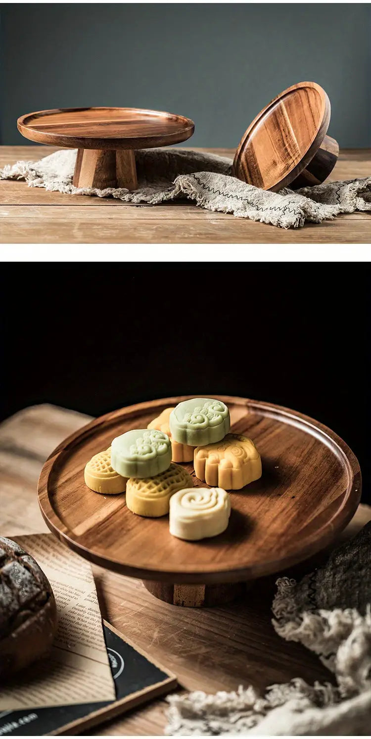 Wooden Round Dessert Plate - Creative Food Serving Tray