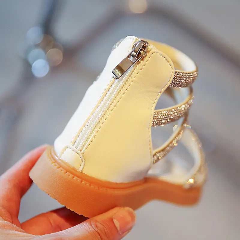 Girls' Fashionable Summer Sandals with Rhinestones - Comfort Gift Box