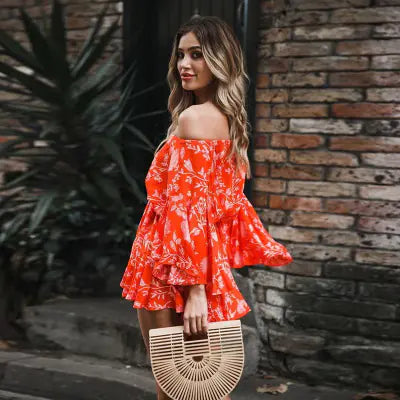 Off-Shoulder Fringe Tie Jumpsuit (Loose Fit)