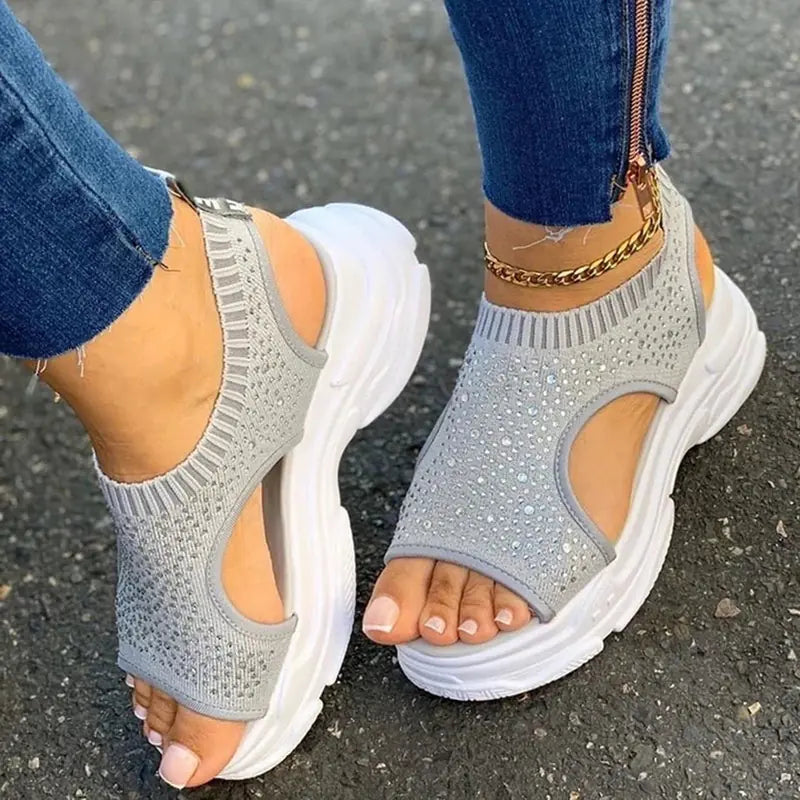Women's Casual Thick-Soled Rhinestone Sandals