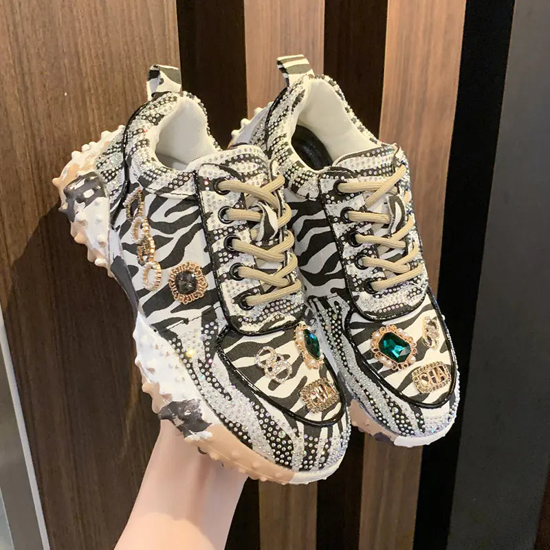 Luxury Designer Rhinestone Women's Casual Sports Shoes