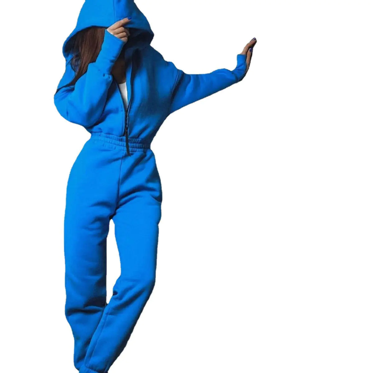 Trendy Women's Hooded Jumpsuit Outfit Set