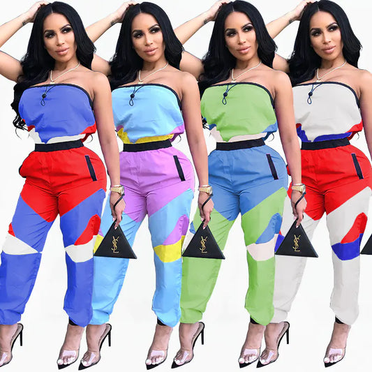 Color Block Sexy Strapless Jumpsuit