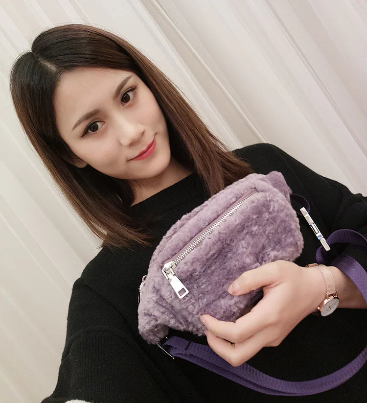 Furry Crossbody Bag for Women - Versatile Japanese Style