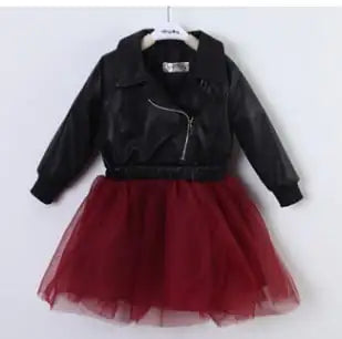 Embroidered Sequin Leather Dress for Girls and Kids