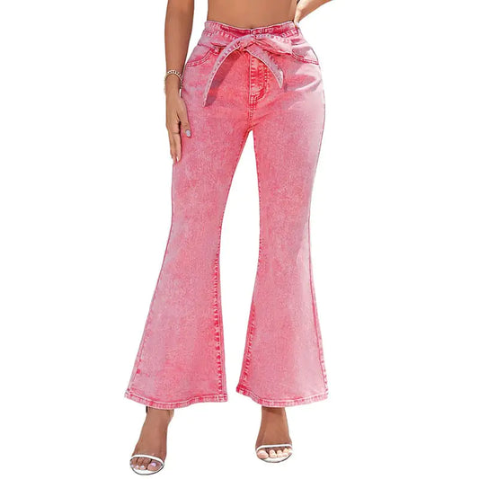 Solid Color Slim Flare Pants for Women