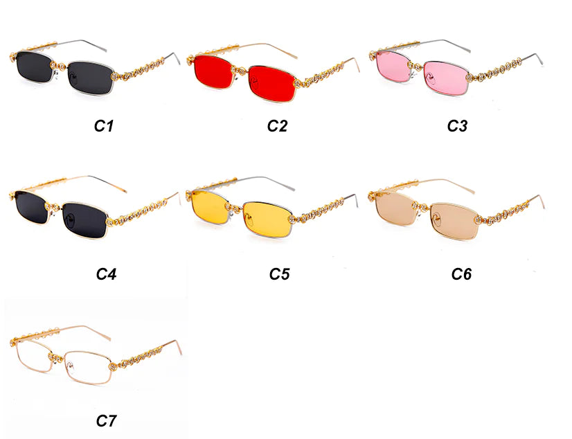 Luxury Square Rhinestone Glasses with Metal Frame