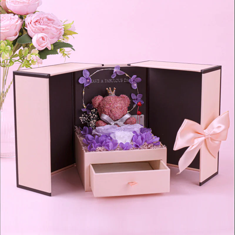 Little Bear Preserved Fresh Flower Gift Box