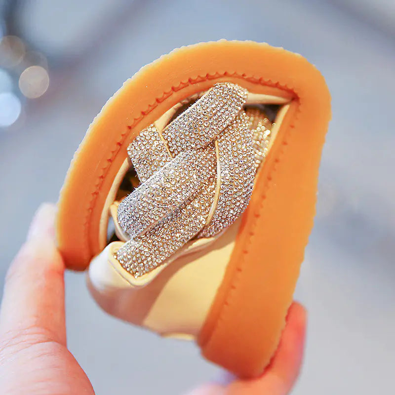 Girls' Fashionable Summer Sandals with Rhinestones - Comfort Gift Box