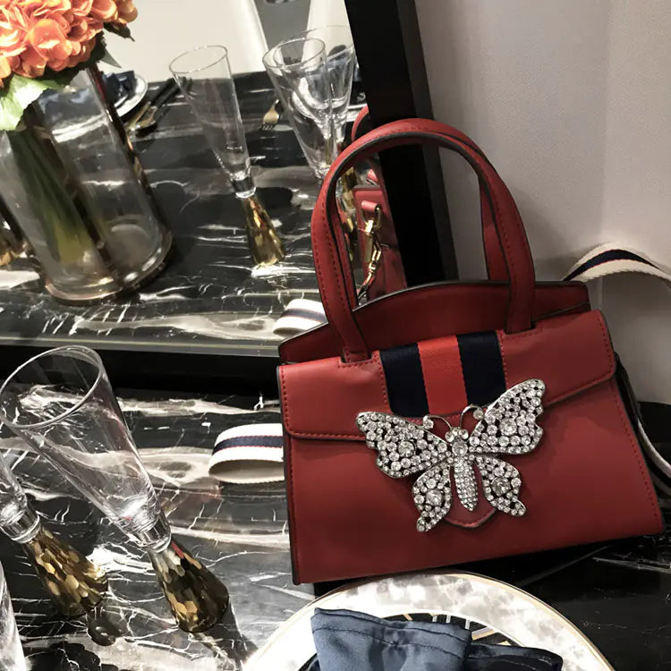 Luxury Rhinestone Butterfly Handbag for Fall/Winter