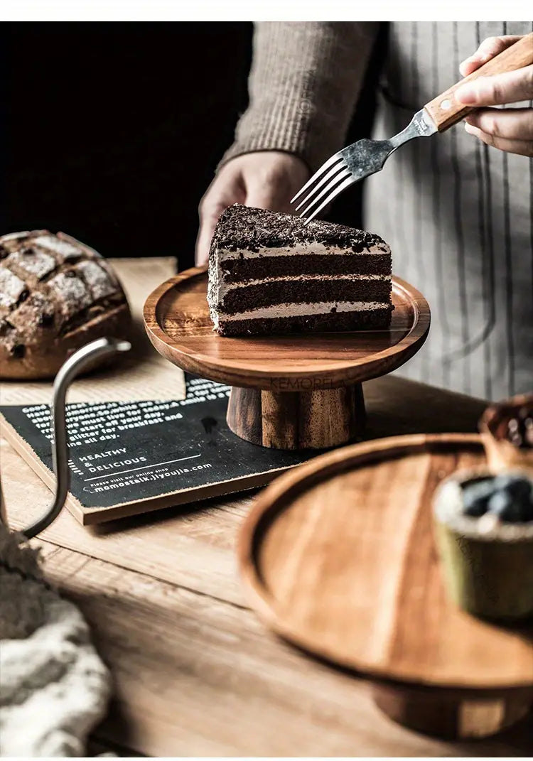 Wooden Round Dessert Plate - Creative Food Serving Tray