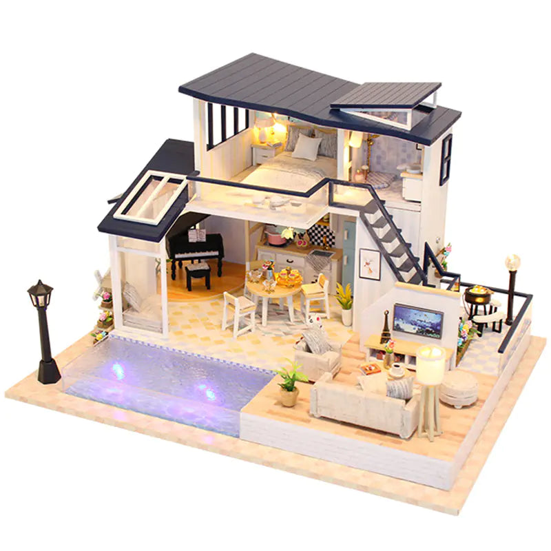 DIY Sound-Light Model Toy Cabin for Christmas Gift