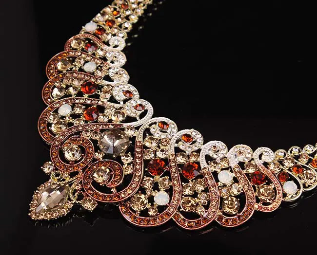 Luxury Rhinestone Necklace and Earring Set for Brides