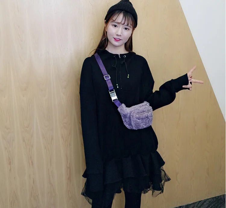 Furry Crossbody Bag for Women - Versatile Japanese Style