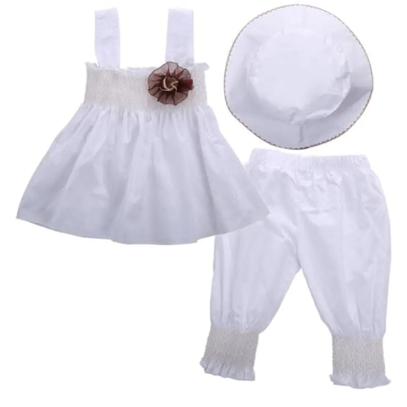 Summer White 3-Piece Set for Girls' Clothing