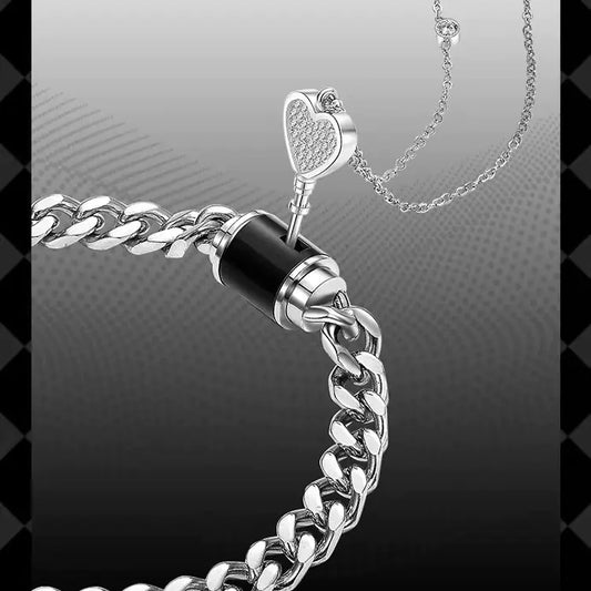 One Lock Love Couple Bracelet and Necklace Set