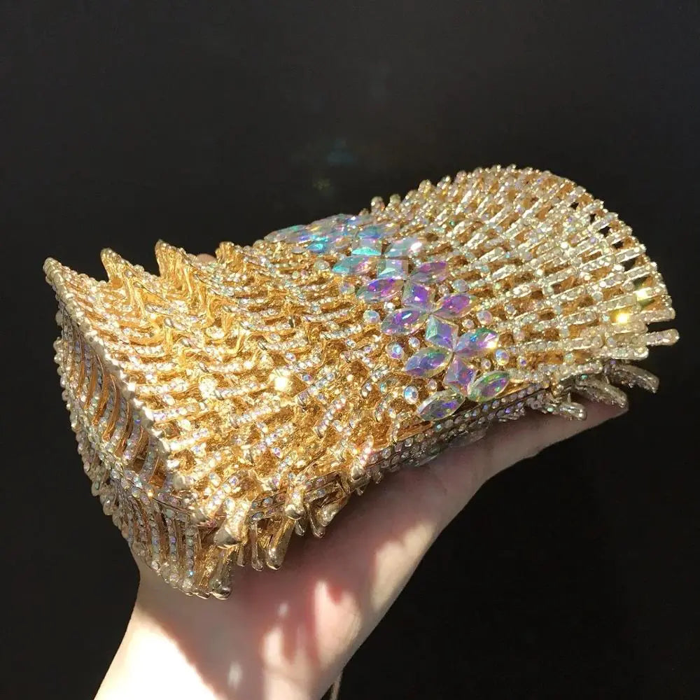 Women's Rhinestone Clutch Bag with Flower Design