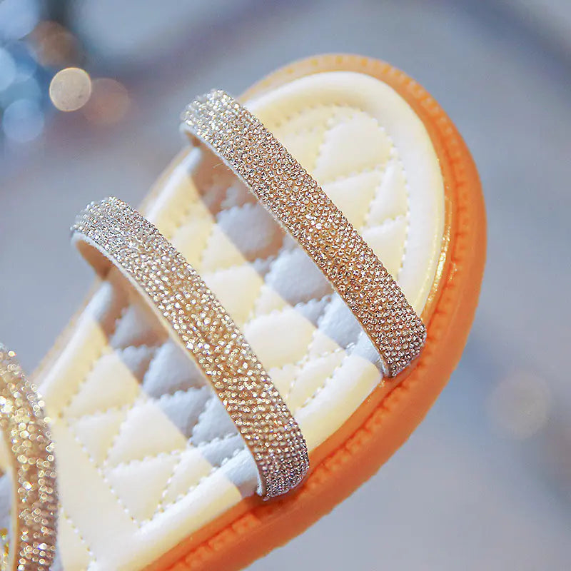 Girls' Fashionable Summer Sandals with Rhinestones - Comfort Gift Box