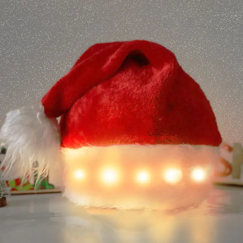 High-End LED Plush Christmas Hats for Adults and Kids