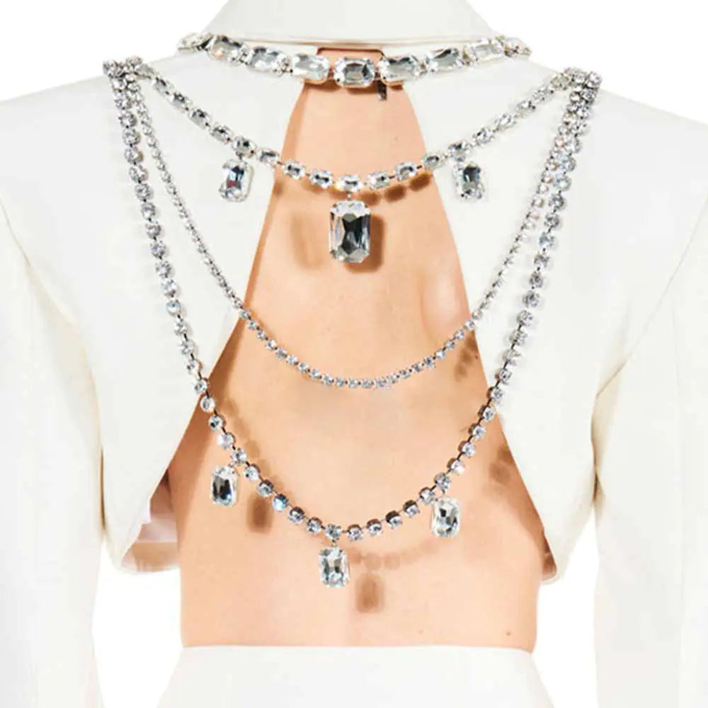 Fashionable Layered Rhinestone Candy-Shaped Back Chain