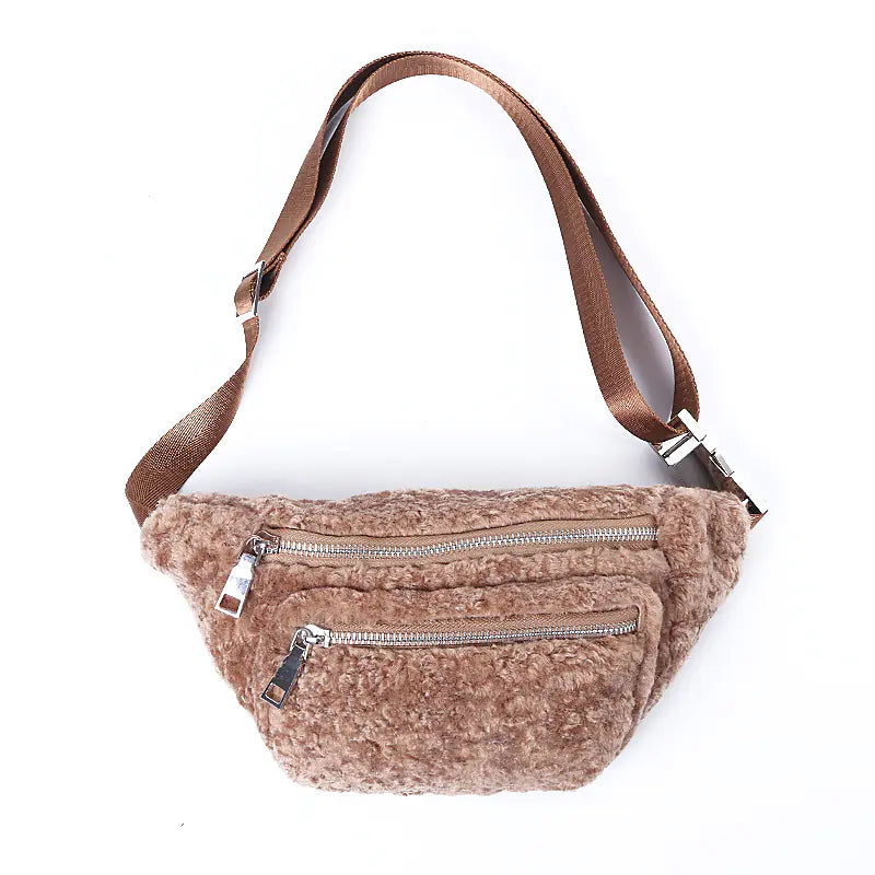 Furry Crossbody Bag for Women - Versatile Japanese Style