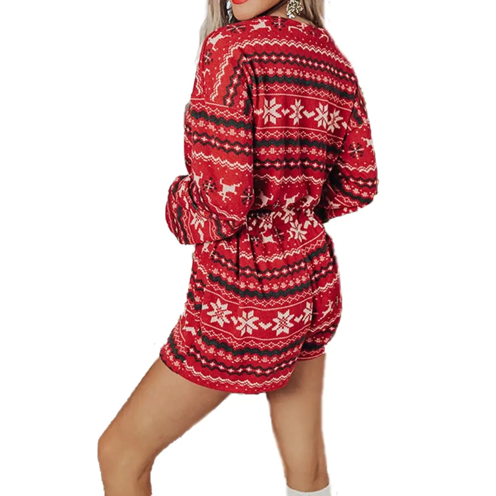 Women's Christmas Print Long Sleeve Lounge Set