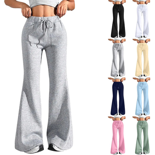 Baggy Flare Sweatpants with Pockets Drawstring
