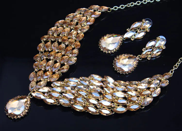 Luxury Crystal African Necklace and Earring Set