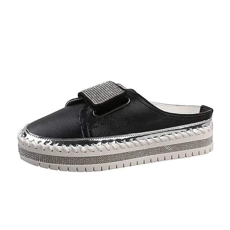Flat-Bottom Rhinestone Baotou Semi Slippers Trendy