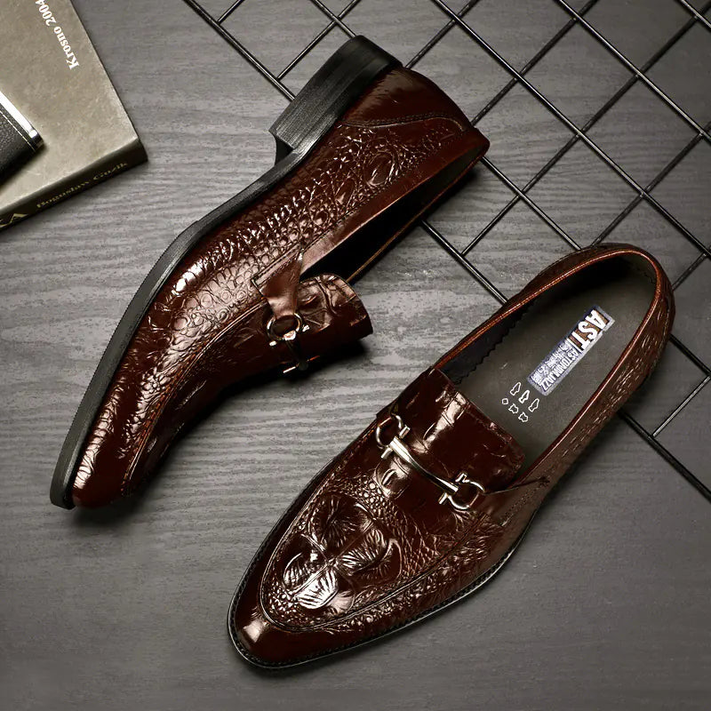 Crocodile Pattern Men's Leather Dress Shoes
