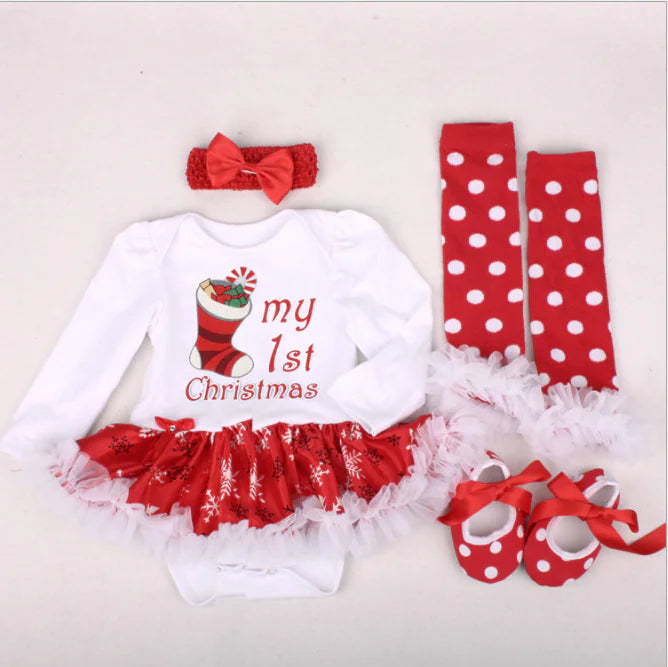 Christmas Gift Baby Outfit with Shoes and Headband