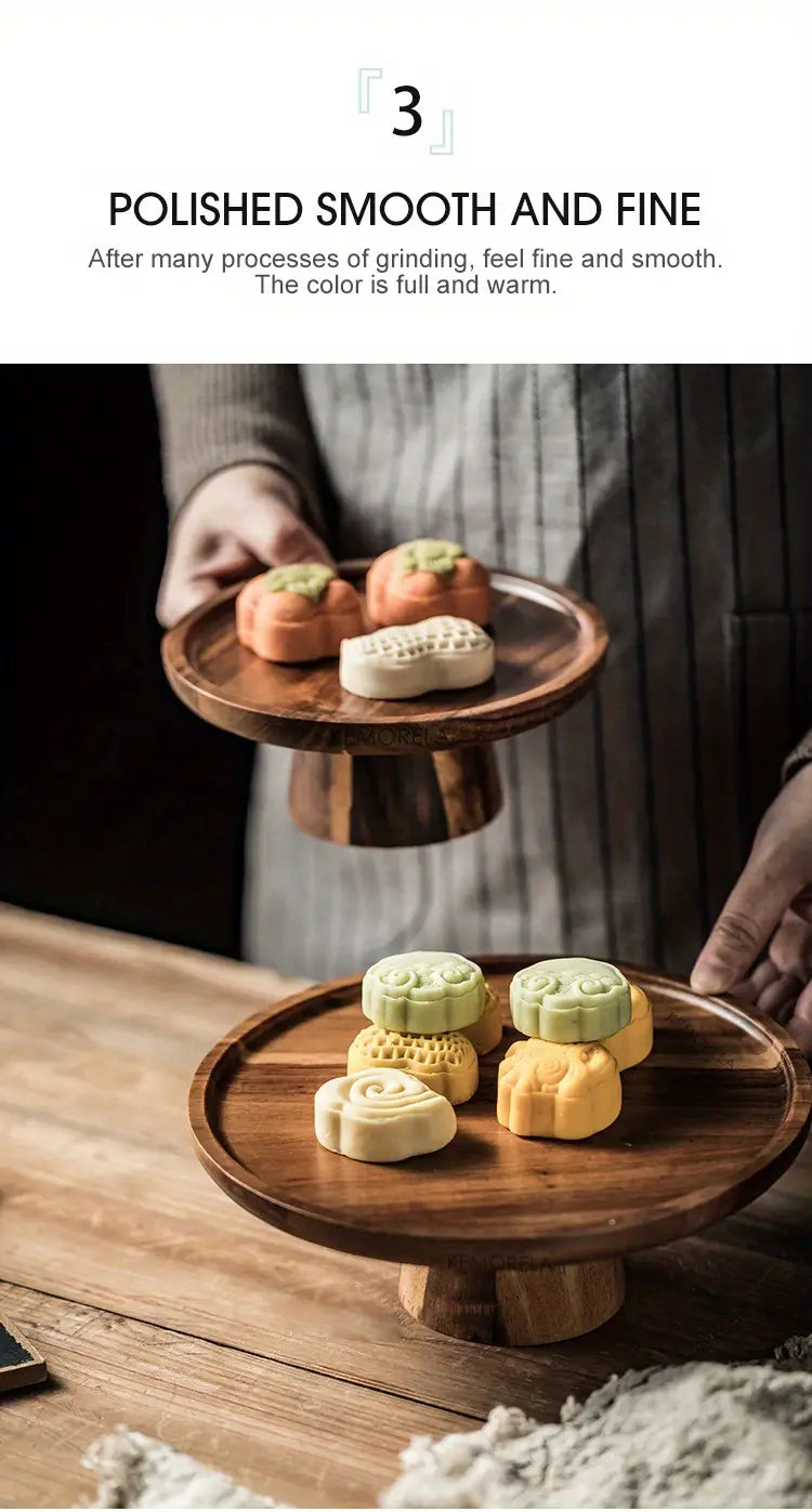 Wooden Round Dessert Plate - Creative Food Serving Tray