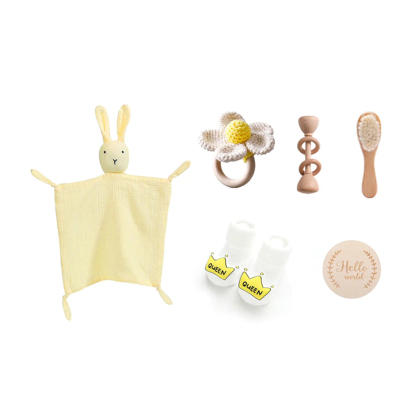 Infant Comfort Rattle Rabbit Bath Towel Gift Set - Comfort Gift Box