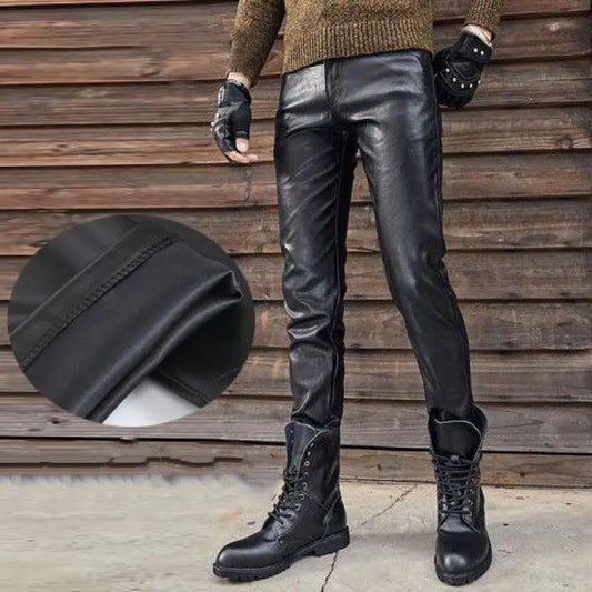 Genuine Leather Retro Slim Fit Biker Pants