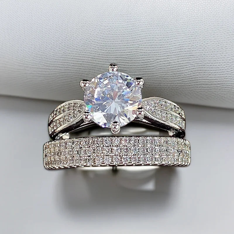 Luxury Wedding Engagement Ring Set for Men and Women