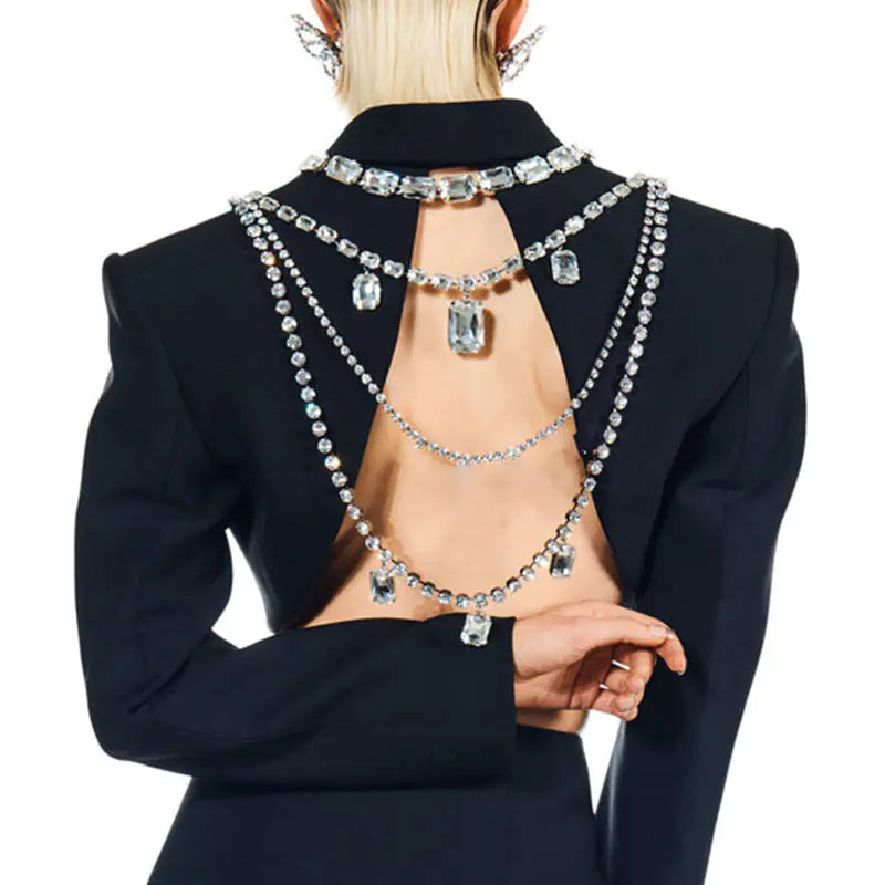 Fashionable Layered Rhinestone Candy-Shaped Back Chain