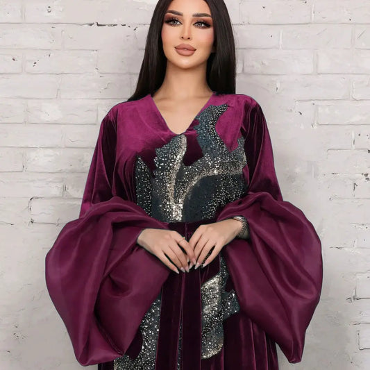 Gold Velvet Long Robe Dress - Comfort Gift Box