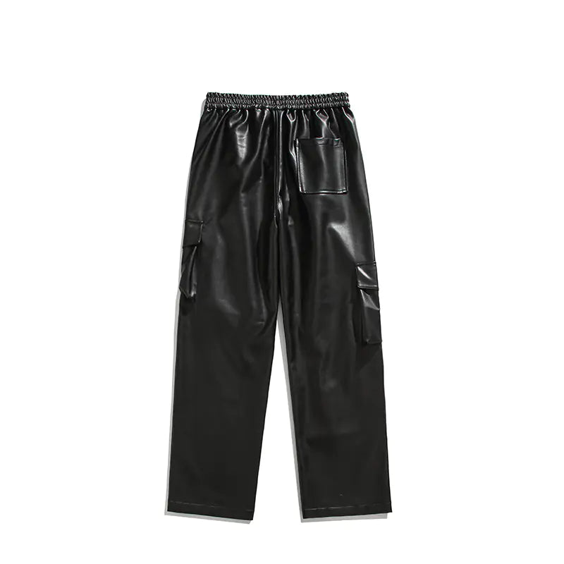 Men's Retro Street Style Loose PU Leather Pants