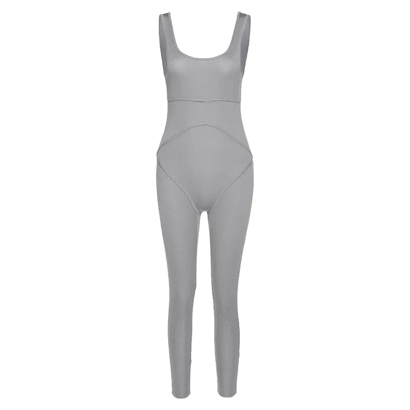 Open-Back Hip Thread Jumpsuit