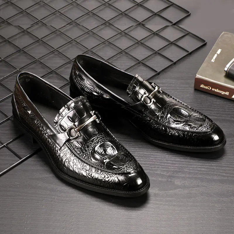 Crocodile Pattern Men's Leather Dress Shoes