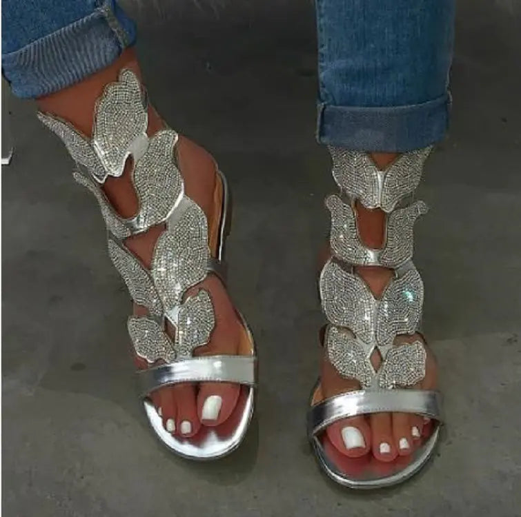 Wish Women's Rhinestone Flat Sandals - Summer 2020