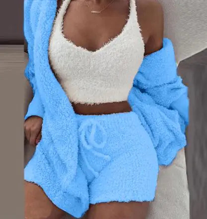 3-Piece Women's Plush Loungewear Set - Comfort Gift Box