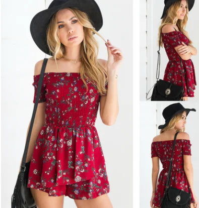 Fashionable Short Sleeve Jumpsuit with Floral Print