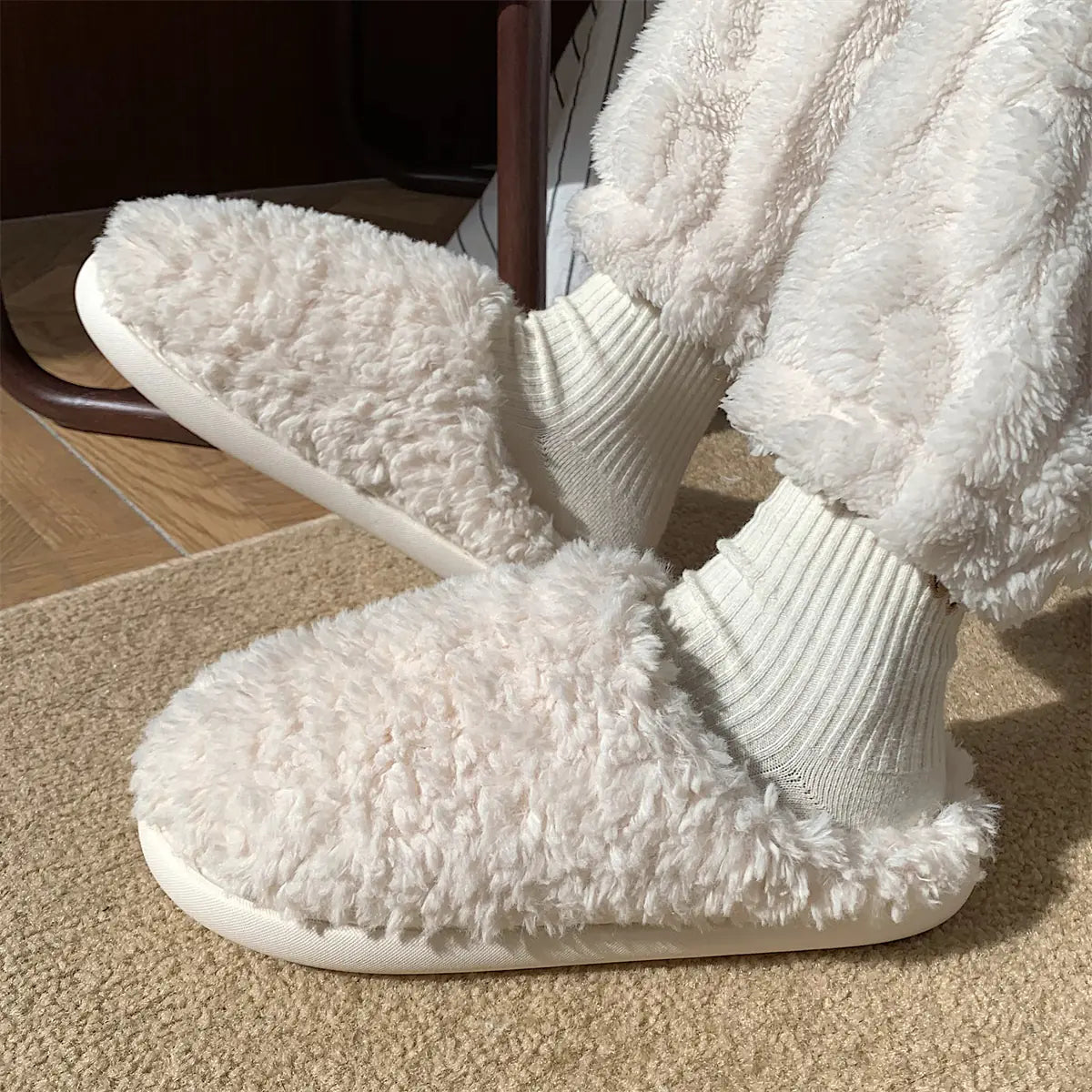Cute Furry Winter Home Slippers for Women