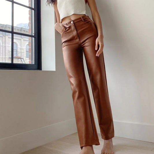 Women's All-Match French Style Leather Pants