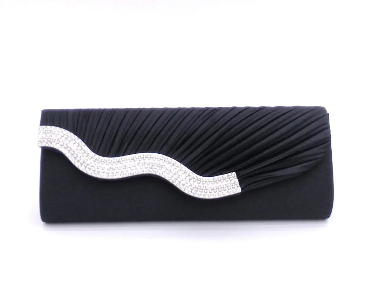Rhinestone Pleated Satin Clutch Bag for Women